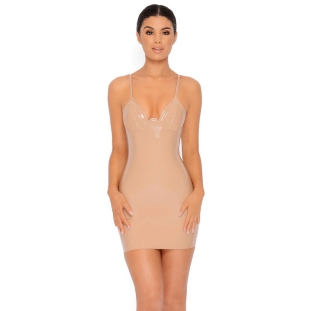 Better Latex Than Never Nude Vinyl Patent Dress